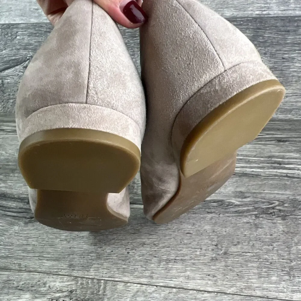 Eileen Fisher Posy Ballet Flats Suede Tan Pointed Toe Scalloped Women’s Size 11